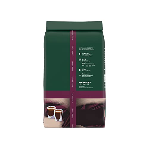 Starbucks Whole Bean Coffee, Dark Roast Coffee, Espresso Roast, 100% Arabica, 6 bags (12 oz each)