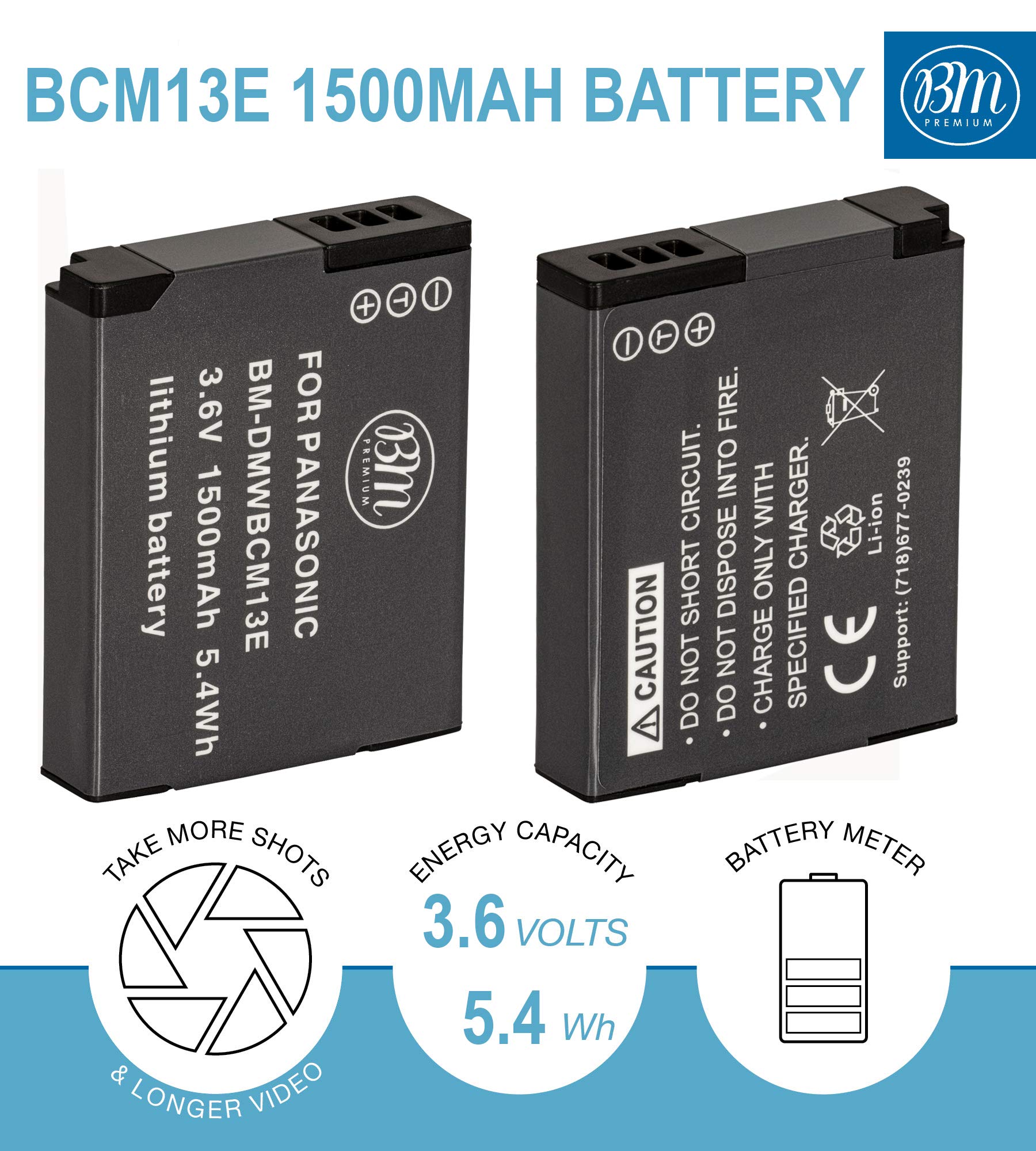 BM 2 Pack of DMW-BCM13E Batteries and Dual Battery Charger for Panasonic Lumix DC-TS7,DMC-FT5A, LZ40, TS5, TS6, TZ37, TZ40, TZ41, TZ55, TZ60, ZS27, ZS30, DMC-ZS35, DMC-ZS40, DMC-ZS45, DMC-ZS50 Camera