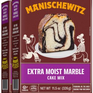 Manischewitz Extra Moist Marble Cake Mix 11.5oz (2 Pack), Kosher for Passover, Baking Pan Included!