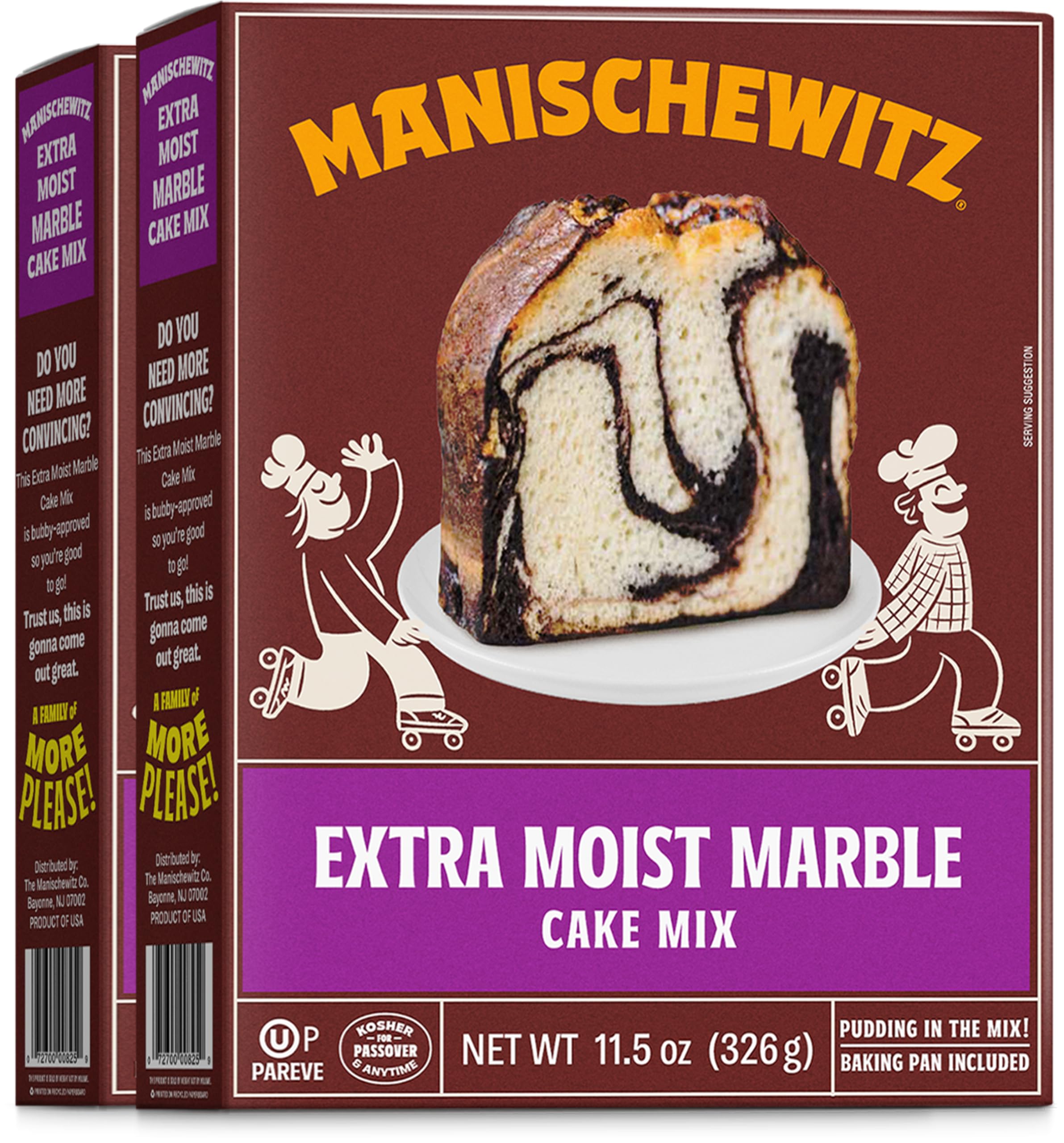 Manischewitz Extra Moist Marble Cake Mix 11.5oz (2 Pack), Kosher for Passover, Baking Pan Included!