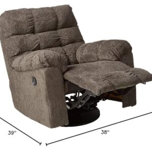 Signature Design by Ashley Acieona Oversized 360-Degree Manual Swivel Rocker Recliner, Dark Gray