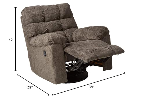 Signature Design by Ashley Acieona Oversized 360-Degree Manual Swivel Rocker Recliner, Dark Gray