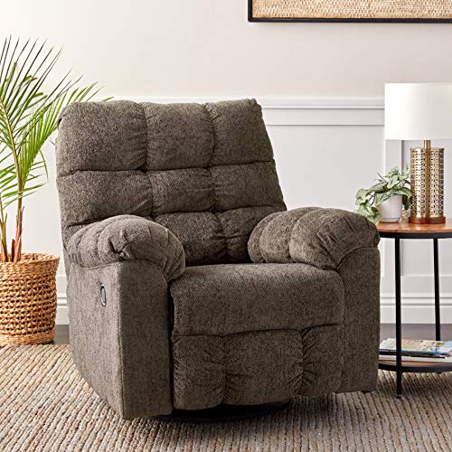 Signature Design by Ashley Acieona Oversized 360-Degree Manual Swivel Rocker Recliner, Dark Gray