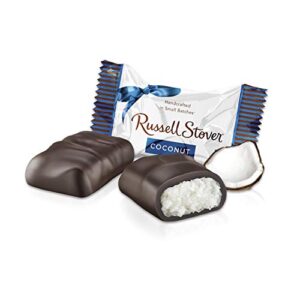 Russell Stover Dark Chocolate Coconut Mini Gusset Bag 6 Ounce Russell Stover Chocolate Coconut Chocolate Candy Bag; Sweet Coconut Covered in Rich Chocolate Candy, Individually Wrapped