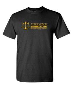 atticus finch attorney at law - mockingbird - mens cotton t-shirt, xl, black