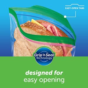 Ziploc XL Sandwich and Snack Bags with EasyGuide Texture, Plastic Storage Bags with Grip 'n Seal Technology, 90 Bags Total