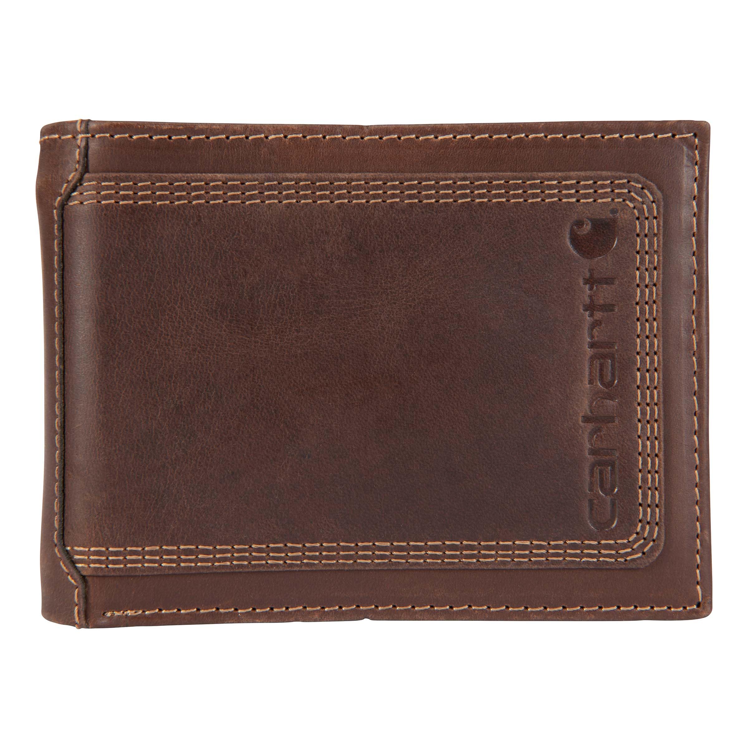 Carhartt Men's Rugged Leather Triple Stitch Wallet, Available in Multiple Styles, Brown (Passcase), One Size