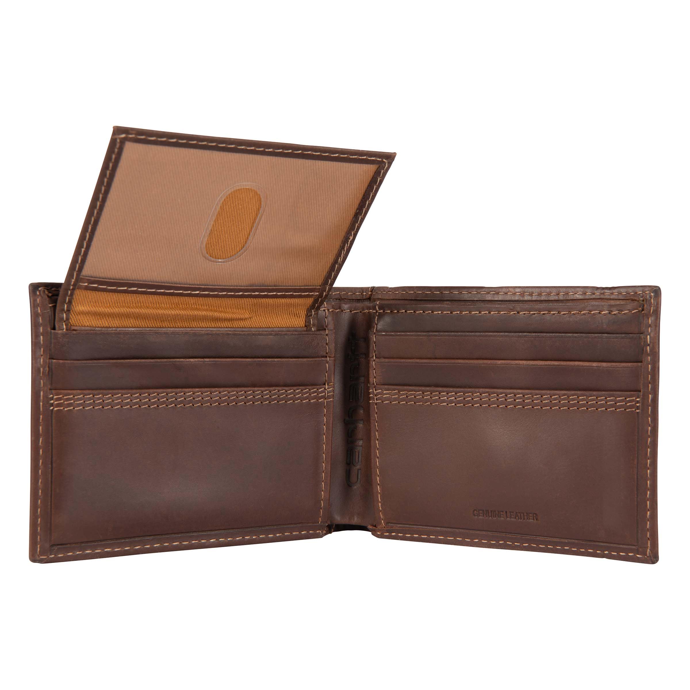 Carhartt Men's Rugged Leather Triple Stitch Wallet, Available in Multiple Styles, Brown (Passcase), One Size