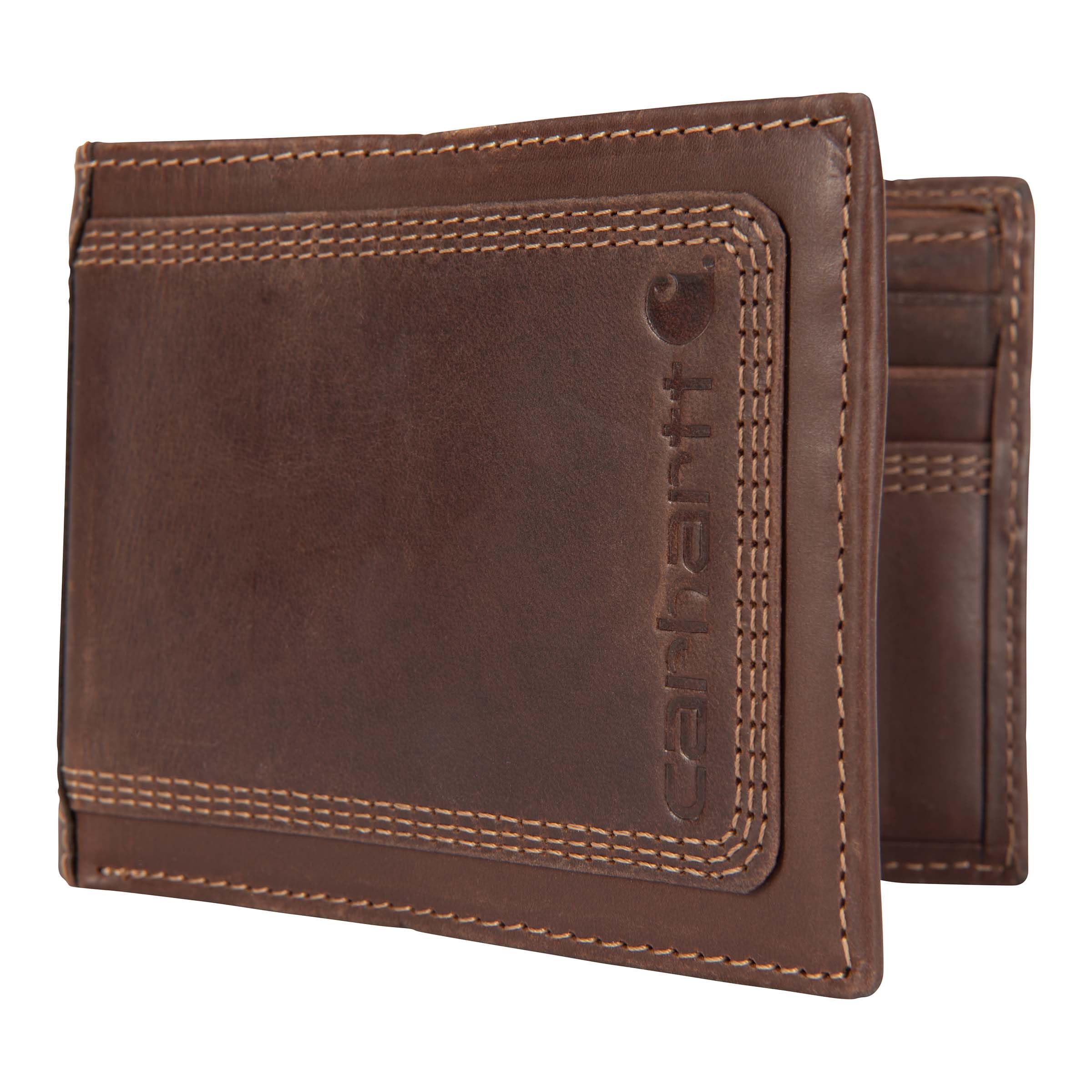 Carhartt Men's Rugged Leather Triple Stitch Wallet, Available in Multiple Styles, Brown (Passcase), One Size