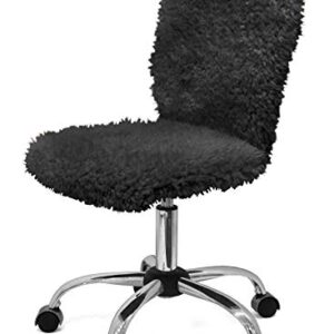 Urban Lifestyle Faux Fur Rolling Chair, One Size, Black