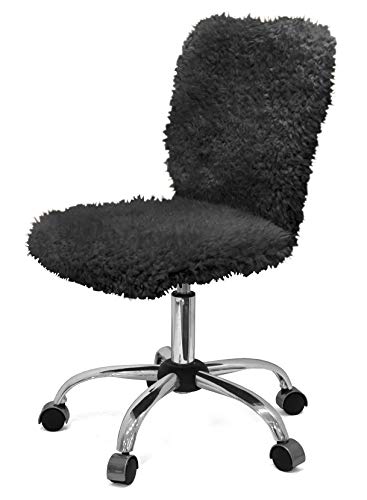 Urban Lifestyle Faux Fur Rolling Chair, One Size, Black