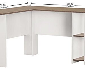 Ameriwood Home Dakota L-Shaped Desk with Bookshelves, White/Sonoma Oak