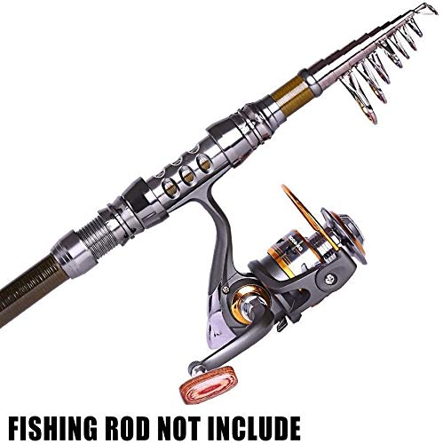 Sougayilang Spinning Fishing Reels with Left/right Collapsible Wood Handle Powerful Metal Body 5.2:1/5.1:1 Gear Ratio Smooth 11BB for Inshore Boat Rock Freshwater Saltwater Fishing -DK6000