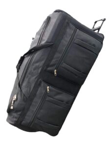gothamite 36-inch rolling duffle bag with wheels, luggage bag, hockey bag, xl duffle bag with rollers, heavy duty oversized bag (black)