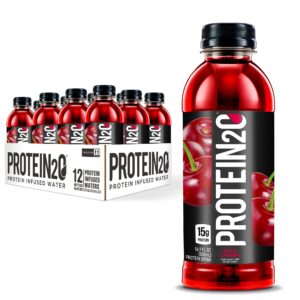 protein2o 15g whey protein isolate infused water, ready to drink, sugar free, gluten free, lactose free, no artificial sweeteners, wild cherry, 16.9 fl oz (pack of 12)