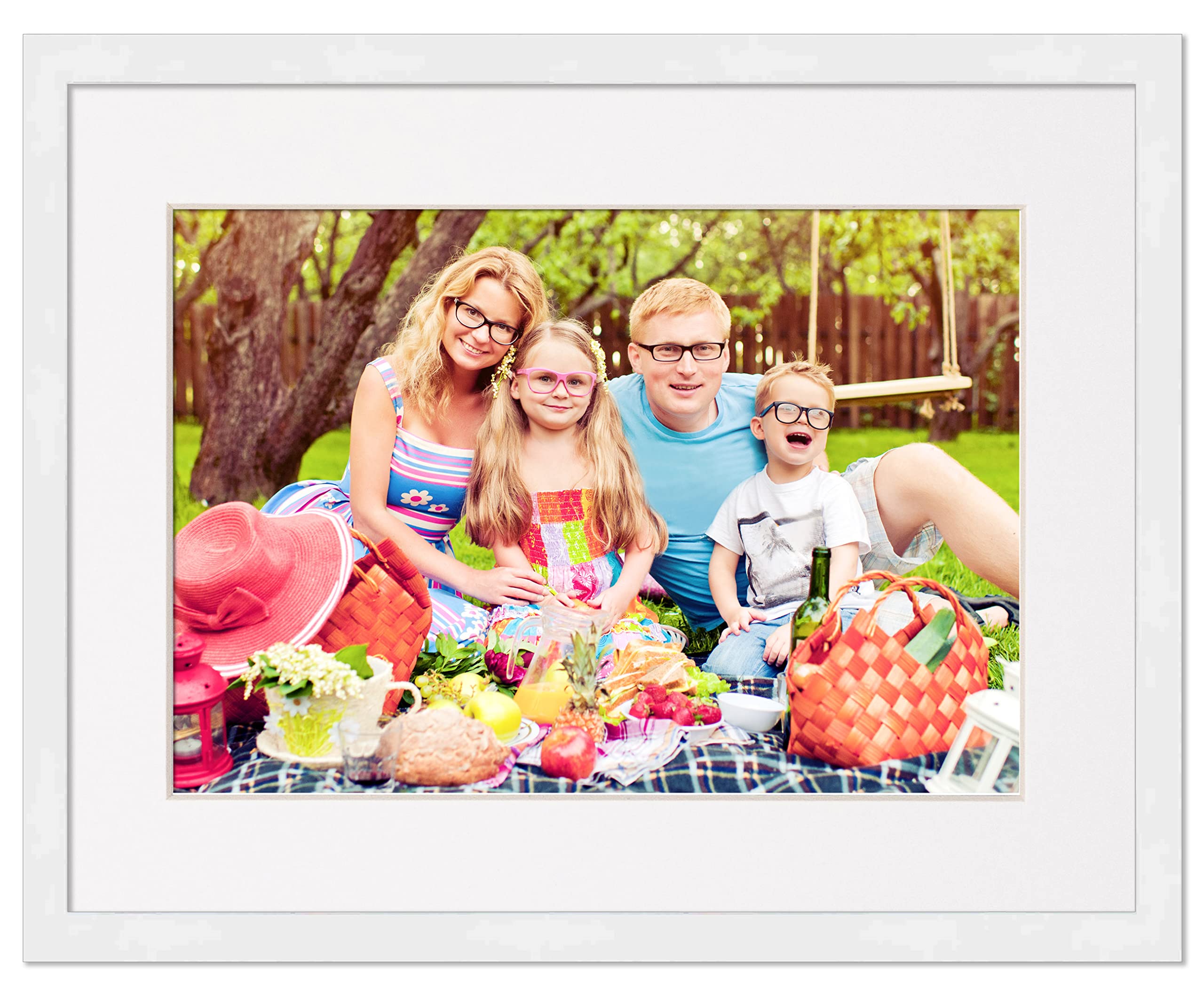 Poster Palooza 11x16 Frame White Solid Pine Wood Picture Frame | UV Acrylic, Foam Board Backing & Hanging Hardware