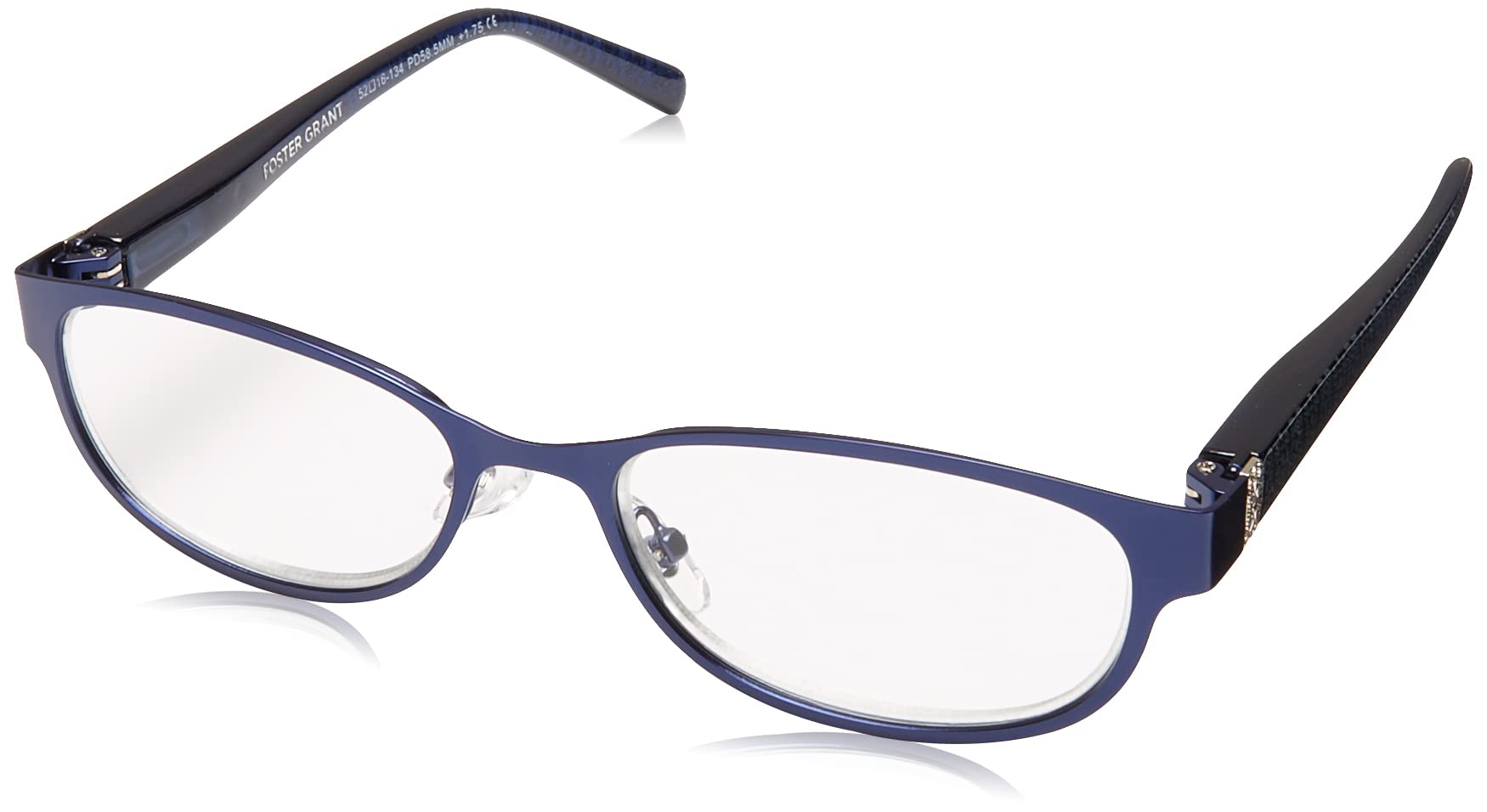 Foster Grant Isa Reading Glasses, Navy Blue/Transparent, 59 mm