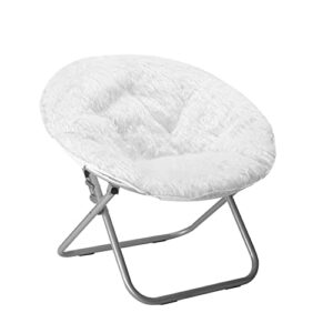 urban lifestyle mongolian faux fur saucer chair, off white