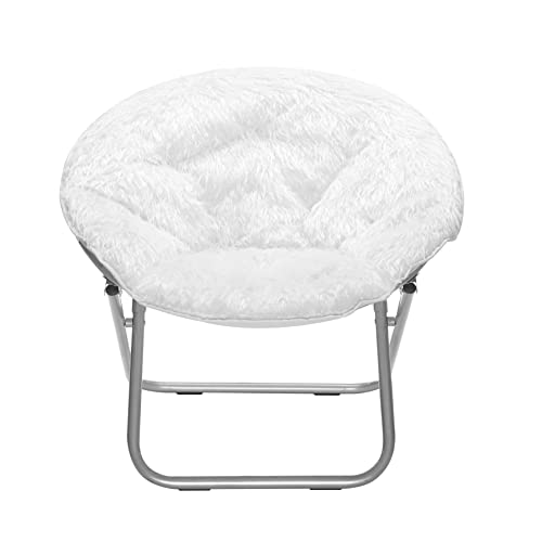 Urban Lifestyle Mongolian Faux Fur Saucer Chair, Off White