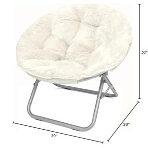 Urban Lifestyle Mongolian Faux Fur Saucer Chair, Off White