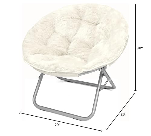 Urban Lifestyle Mongolian Faux Fur Saucer Chair, Off White