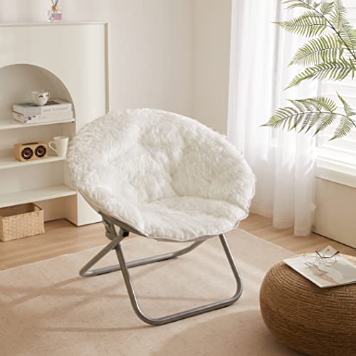 Urban Lifestyle Mongolian Faux Fur Saucer Chair, Off White