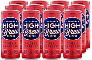 high brew coffee, cold brew, double espresso, 8 fl oz can (pack of 12) - packaging may vary