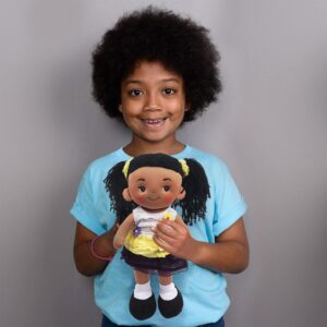 Linzy Plush 16" Yellow Aissa Rag Doll for Girls, Soft Plush Rag Doll, Sleeping Cuddle Buddy for Toddlers, Infants and Babies, Muñecas de trapo para niña, First Doll for Kids, Safe for All Ages