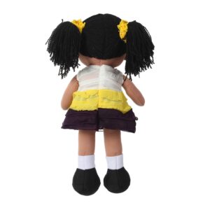 Linzy Plush 16" Yellow Aissa Rag Doll for Girls, Soft Plush Rag Doll, Sleeping Cuddle Buddy for Toddlers, Infants and Babies, Muñecas de trapo para niña, First Doll for Kids, Safe for All Ages