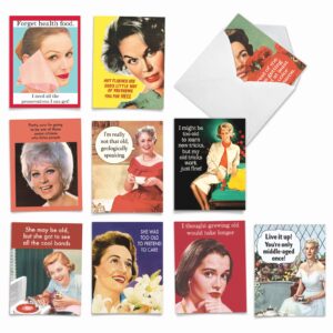 The Best Card Company - 10 Blank Funny Greeting Cards for Women (4 x 5.12 Inch) - Boxed All Occasion Assortment - Ageless Wisdom M6620OCB