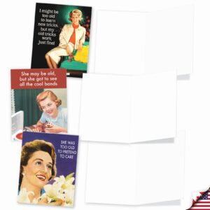 The Best Card Company - 10 Blank Funny Greeting Cards for Women (4 x 5.12 Inch) - Boxed All Occasion Assortment - Ageless Wisdom M6620OCB