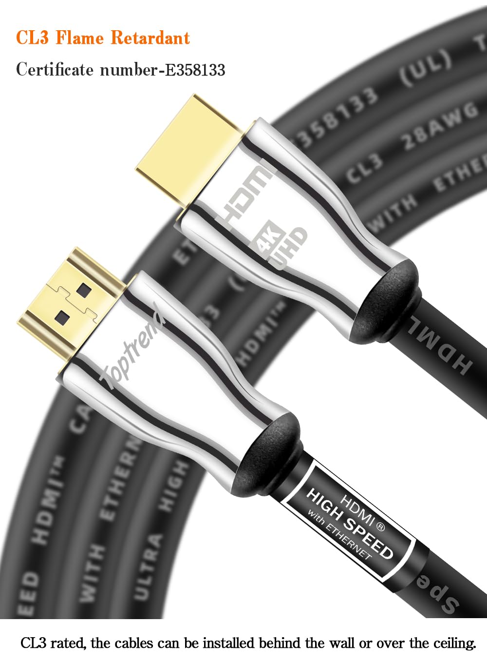 4K HDR HDMI Cables 25ft, High Speed HDMI 2.0 Cable Supports 1080p, 3D, 4K @60Hz Ultra UHD, HDR, 28AWG Braided HDMI Cord, for Laptop, Monitor, Blue-ray Player, PS3, PS4,PS5, Xbox One, Fire TV& More