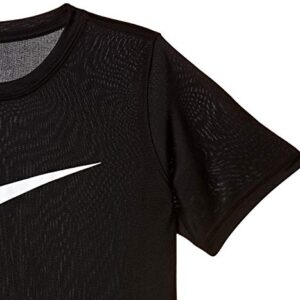 NIKE Boys' Dry Short Sleeve Swoosh Solid Tee, Black/White, X-Large