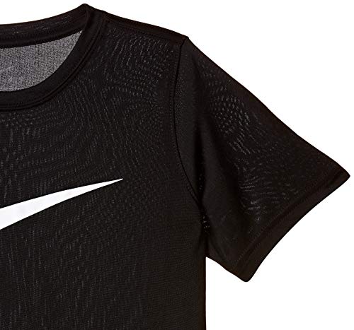 NIKE Boys' Dry Short Sleeve Swoosh Solid Tee, Black/White, X-Large