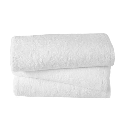 GT Globaltex Fine Linens Set of 3 Luxurious Towels for Beach, Pool, Spa, and Bath, 100% Turkish Cotton Beach and Bath Towel Set, 35x68 Inches, Your Path to Premium Comfort and Absorbency (White)