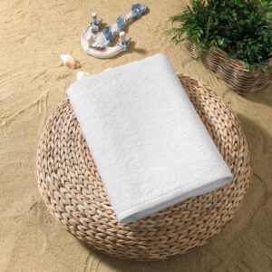 GT Globaltex Fine Linens Set of 3 Luxurious Towels for Beach, Pool, Spa, and Bath, 100% Turkish Cotton Beach and Bath Towel Set, 35x68 Inches, Your Path to Premium Comfort and Absorbency (White)