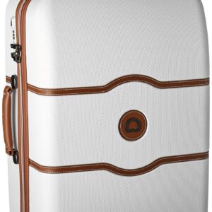 DELSEY Paris Chatelet Hard+ Hardside Luggage with Spinner Wheels, Champagne White, Checked-Medium 24 Inch