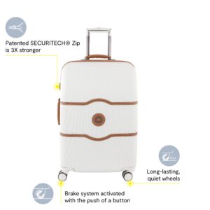 DELSEY Paris Chatelet Hard+ Hardside Luggage with Spinner Wheels, Champagne White, Checked-Medium 24 Inch