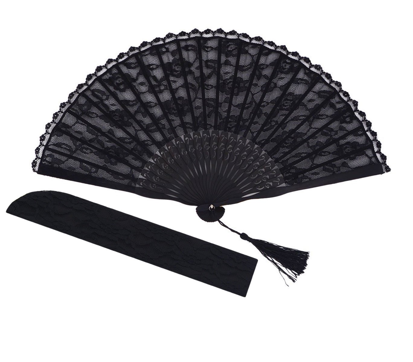 Amajiji Chinese/Japanese Vintage Retro Style Bamboo Wood Silk Folding Hand Fan for women HBSY (23cm) (002)