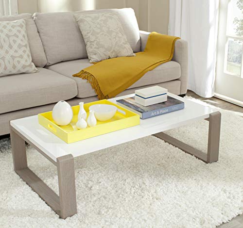 Safavieh Home Collection Bartholomew Mid-Century Modern White and Grey Lacquer Coffee Table