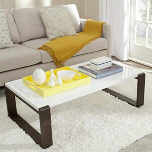 Safavieh Home Collection Bartholomew Mid-Century Modern White and Grey Lacquer Coffee Table