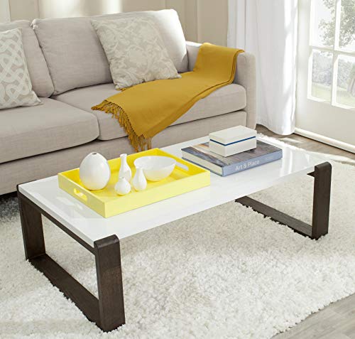 Safavieh Home Collection Bartholomew Mid-Century Modern White and Grey Lacquer Coffee Table