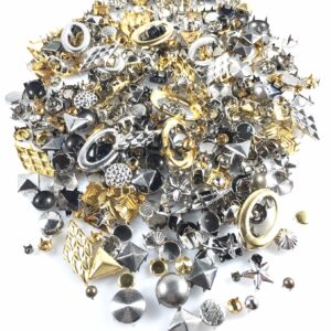 Nailheads - Spots - Studs - 500 pcs Mixed Nailheads - Mixed Studs - Mixed Shapes, Sizes and Colors - Premium Quality Brass Nailheads