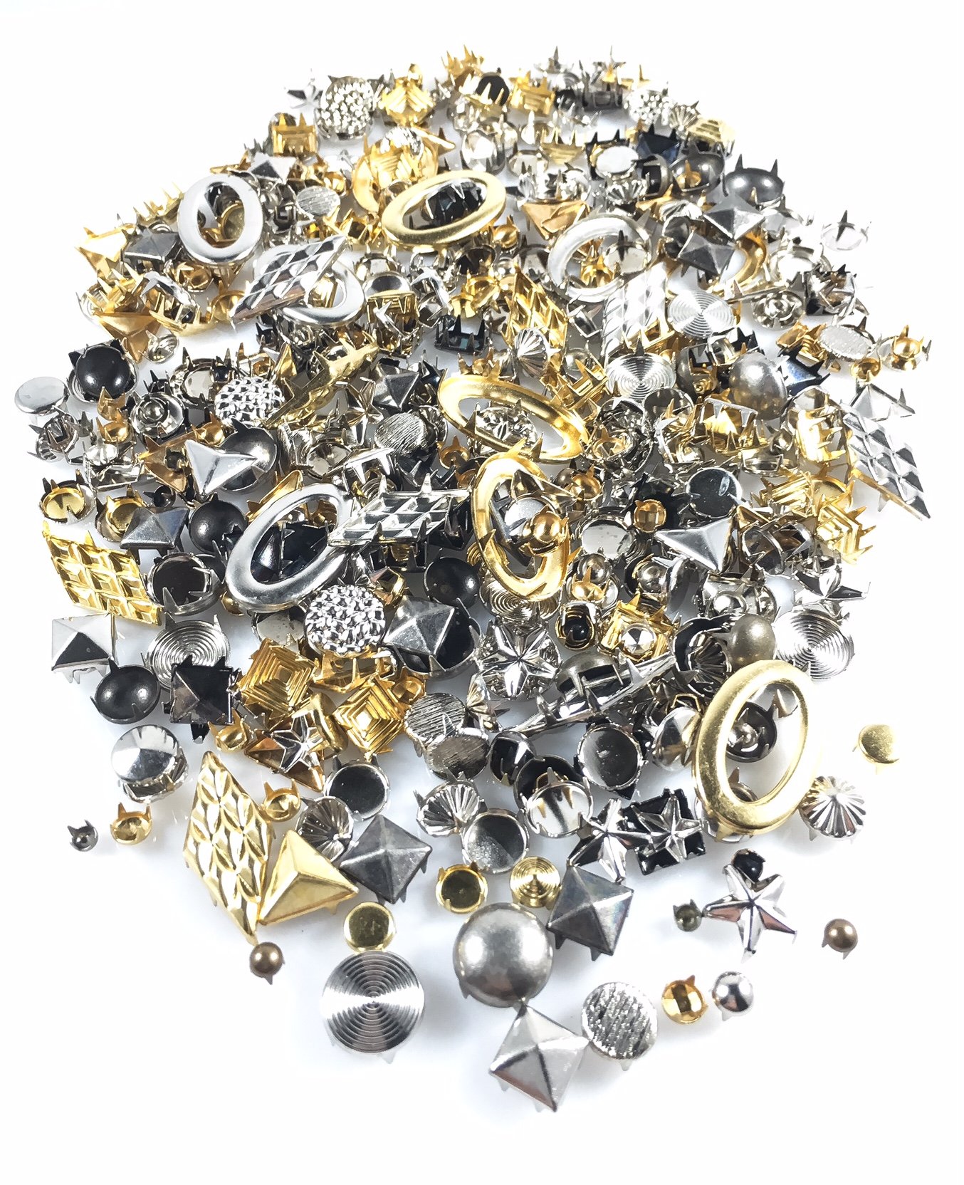 Nailheads - Spots - Studs - 500 pcs Mixed Nailheads - Mixed Studs - Mixed Shapes, Sizes and Colors - Premium Quality Brass Nailheads