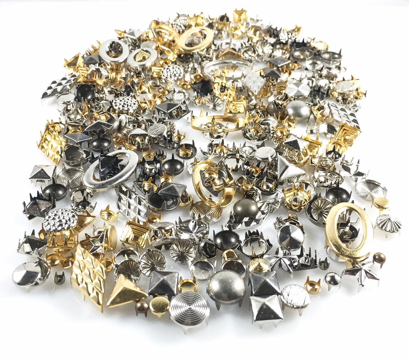 Nailheads - Spots - Studs - 500 pcs Mixed Nailheads - Mixed Studs - Mixed Shapes, Sizes and Colors - Premium Quality Brass Nailheads