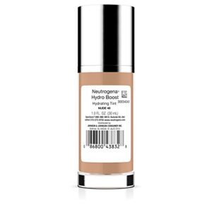 Neutrogena Hydro Boost Hydrating Tint with Hyaluronic Acid, Lightweight Water Gel Formula, Moisturizing, Oil-Free & Non-Comedogenic Liquid Foundation Makeup, 40 Nude Color, 1.0 fl. oz