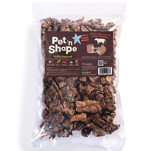 Pet 'n Shape Beef Lung Dog Treats – Made and Sourced in the USA - Training Treat, 1 Pound