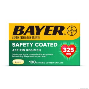 Bayer Aspirin Safety Coated 325 mg Caplets 100 Caplets, Pack of 2