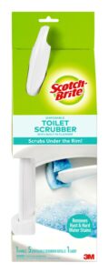 scotch-brite disposable toilet scrubber starter kit, disposable refills with built-in bleach alternative, includes 1 handle, storage caddy and 5 refills