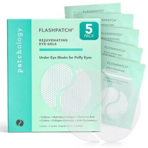 patchology eye gels patch (5 pairs) - natural eye patches for puffy eyes, dark circles and eye bags - eye mask skincare for all skin types - beauty & personal care eye patch